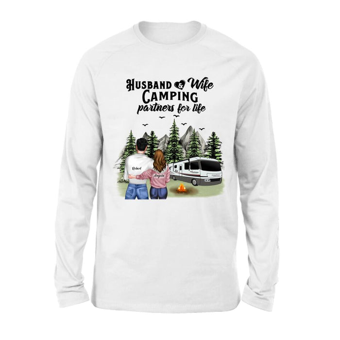 Custom Personalized Camping T-shirt/Hoodie/Sleeve - Gift for Couples, Camping Lovers - Husband and Wife Camping Partners For Life