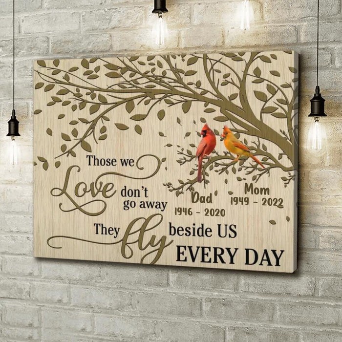 Custom Personalized Memorial Cardinal Horizontal Canvas - Memorial Gift Idea - Those We Love Don't Go Away, They Fly Beside Us Every Day