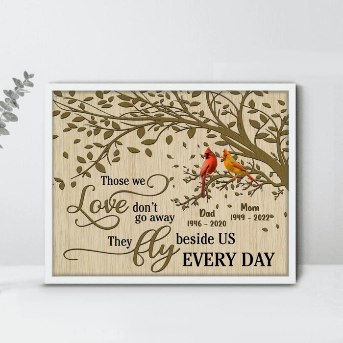 Custom Personalized Memorial Cardinal Horizontal Poster - Memorial Gift Idea - Those We Love Don't Go Away, They Fly Beside Us Every Day