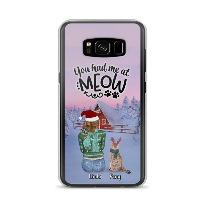 Custom Personalized Christmas Cat Mom Phone Case - Upto 5 Cats - Christmas Gift Idea For Cat Lover - You Had Me At Meow - Case For iPhone And Samsung