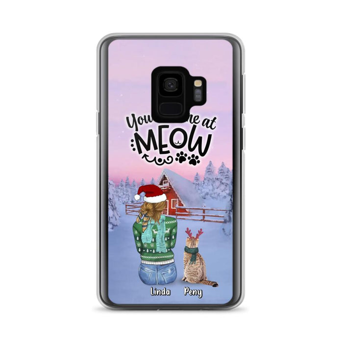 Custom Personalized Christmas Cat Mom Phone Case - Upto 5 Cats - Christmas Gift Idea For Cat Lover - You Had Me At Meow - Case For iPhone And Samsung