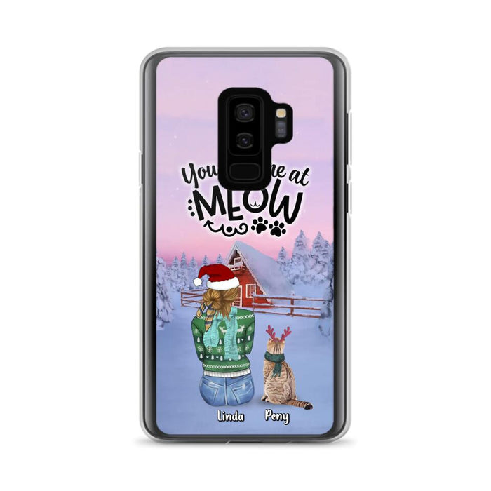 Custom Personalized Christmas Cat Mom Phone Case - Upto 5 Cats - Christmas Gift Idea For Cat Lover - You Had Me At Meow - Case For iPhone And Samsung