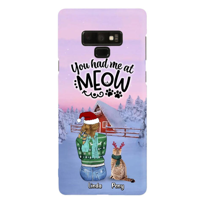 Custom Personalized Christmas Cat Mom Phone Case - Upto 5 Cats - Christmas Gift Idea For Cat Lover - You Had Me At Meow - Case For iPhone And Samsung