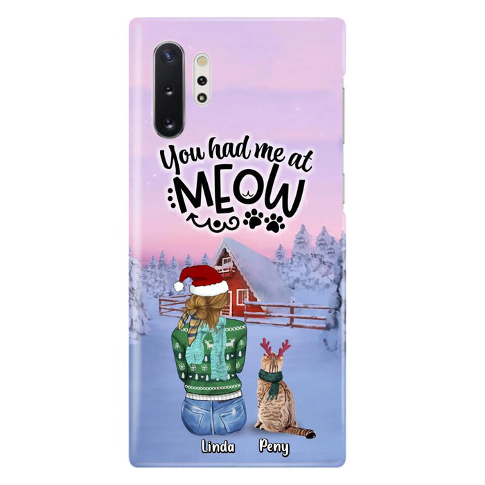 Custom Personalized Christmas Cat Mom Phone Case - Upto 5 Cats - Christmas Gift Idea For Cat Lover - You Had Me At Meow - Case For iPhone And Samsung