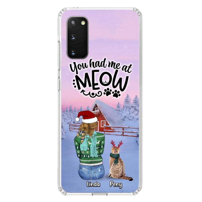 Custom Personalized Christmas Cat Mom Phone Case - Upto 5 Cats - Christmas Gift Idea For Cat Lover - You Had Me At Meow - Case For iPhone And Samsung