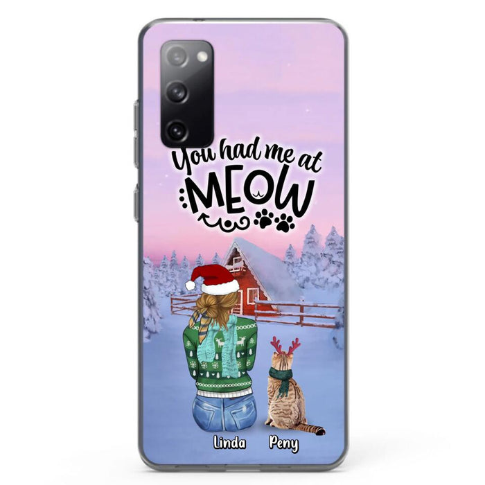 Custom Personalized Christmas Cat Mom Phone Case - Upto 5 Cats - Christmas Gift Idea For Cat Lover - You Had Me At Meow - Case For iPhone And Samsung