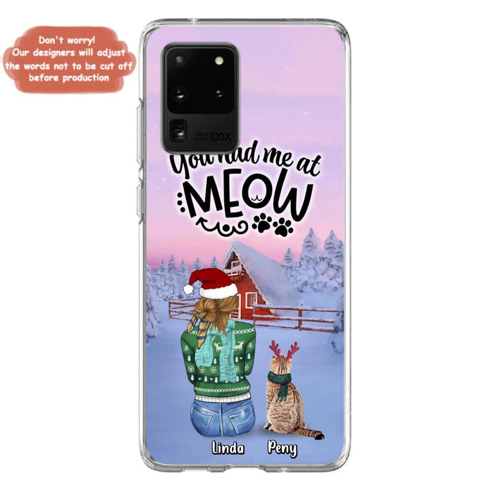 Custom Personalized Christmas Cat Mom Phone Case - Upto 5 Cats - Christmas Gift Idea For Cat Lover - You Had Me At Meow - Case For iPhone And Samsung