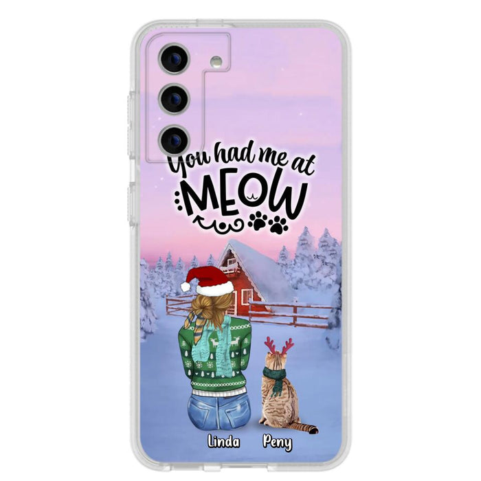 Custom Personalized Christmas Cat Mom Phone Case - Upto 5 Cats - Christmas Gift Idea For Cat Lover - You Had Me At Meow - Case For iPhone And Samsung