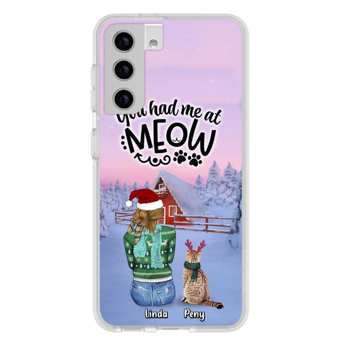 Custom Personalized Christmas Cat Mom Phone Case - Upto 5 Cats - Christmas Gift Idea For Cat Lover - You Had Me At Meow - Case For iPhone And Samsung