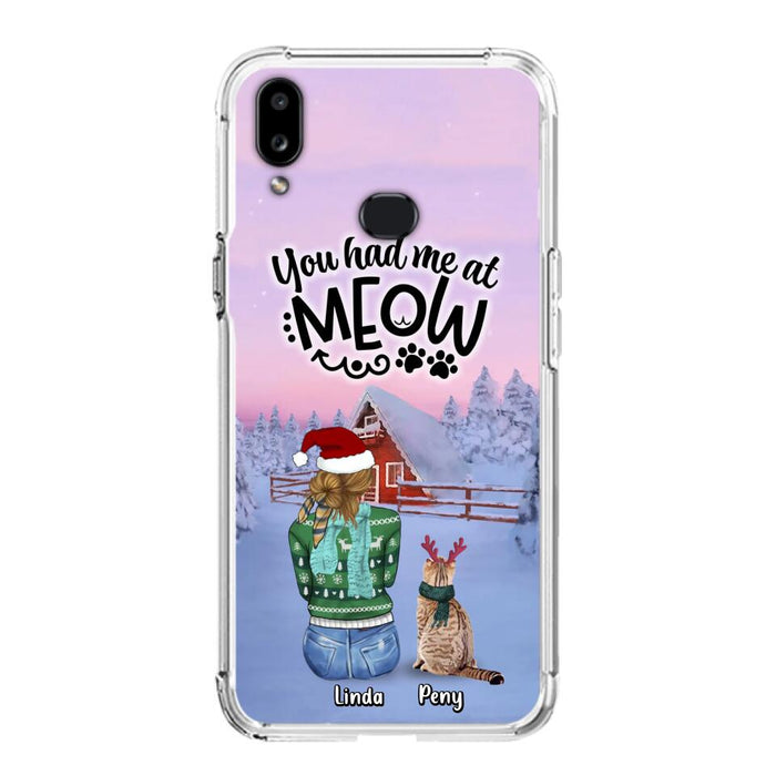 Custom Personalized Christmas Cat Mom Phone Case - Upto 5 Cats - Christmas Gift Idea For Cat Lover - You Had Me At Meow - Case For iPhone And Samsung