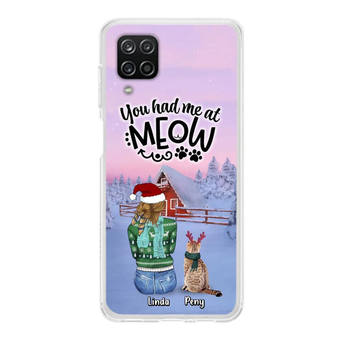 Custom Personalized Christmas Cat Mom Phone Case - Upto 5 Cats - Christmas Gift Idea For Cat Lover - You Had Me At Meow - Case For iPhone And Samsung