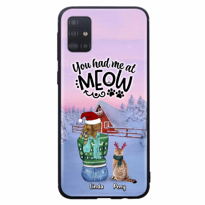 Custom Personalized Christmas Cat Mom Phone Case - Upto 5 Cats - Christmas Gift Idea For Cat Lover - You Had Me At Meow - Case For iPhone And Samsung