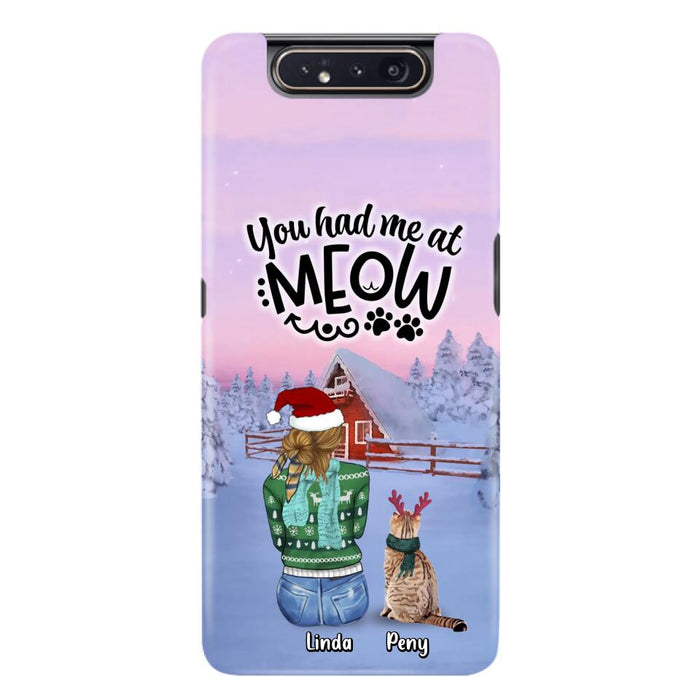 Custom Personalized Christmas Cat Mom Phone Case - Upto 5 Cats - Christmas Gift Idea For Cat Lover - You Had Me At Meow - Case For iPhone And Samsung