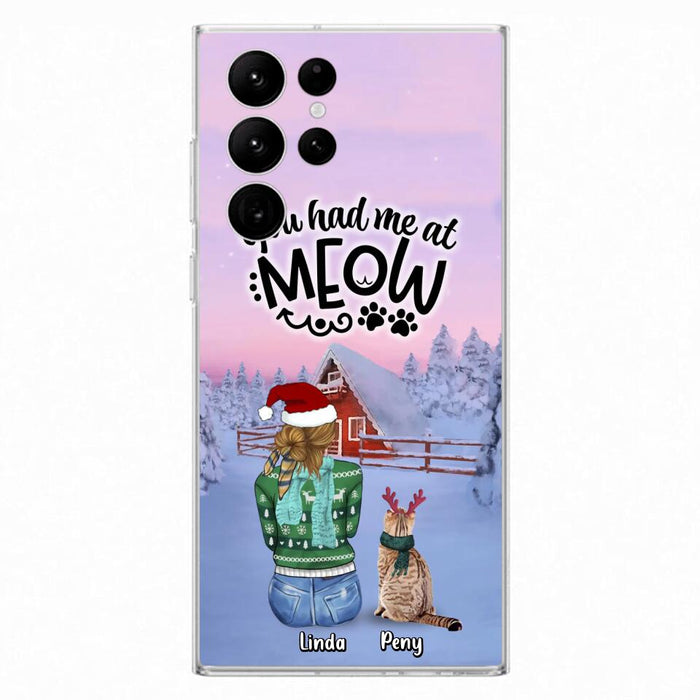 Custom Personalized Christmas Cat Mom Phone Case - Upto 5 Cats - Christmas Gift Idea For Cat Lover - You Had Me At Meow - Case For iPhone And Samsung