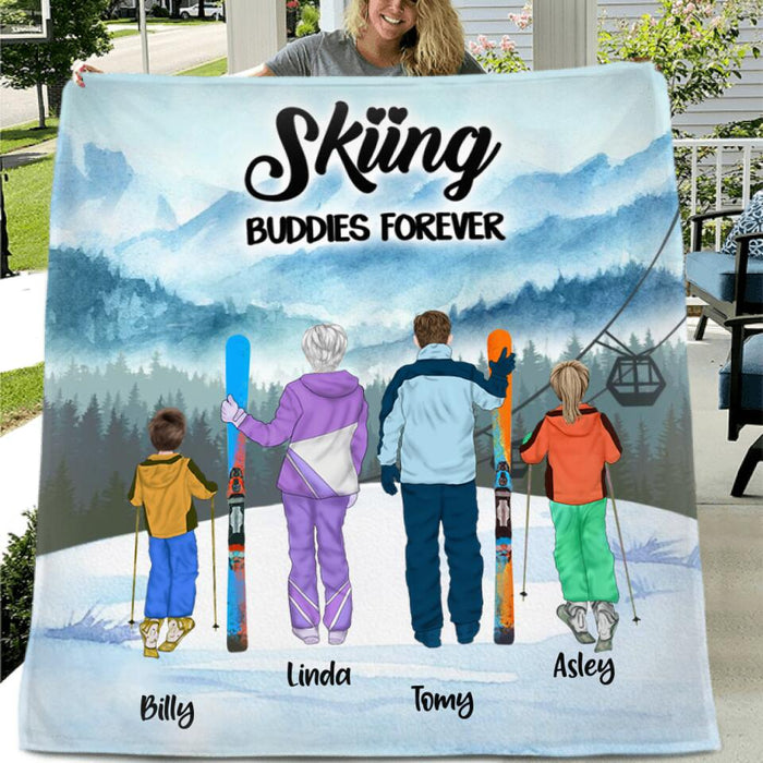 Custom Personalized Skiing Fleece/Quilt Blanket - Gift for Family, Skiing Lovers - Skiing buddies forever