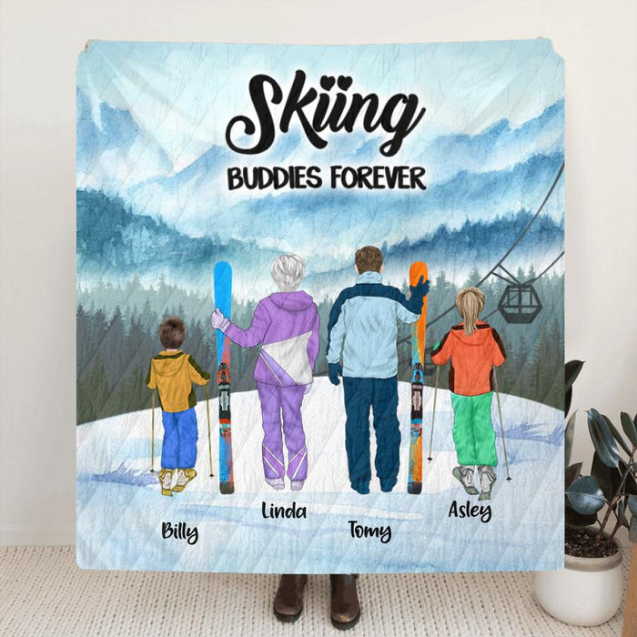 Custom Personalized Skiing Fleece/Quilt Blanket - Gift for Family, Skiing Lovers - Skiing buddies forever