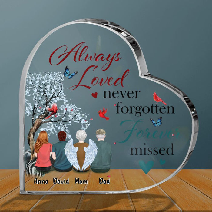 Custom Personalized Memorial Family Crystal Heart - Upto 4 People - Christmas Memorial Gift For Loss Of Family Member - Always Loved Never Forgotten
Forever Missed