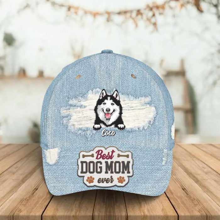 Custom Personalized Dog Baseball Cap - Gift Idea For Dog Owner with up to 3 Dogs - Best Dog Mom Ever