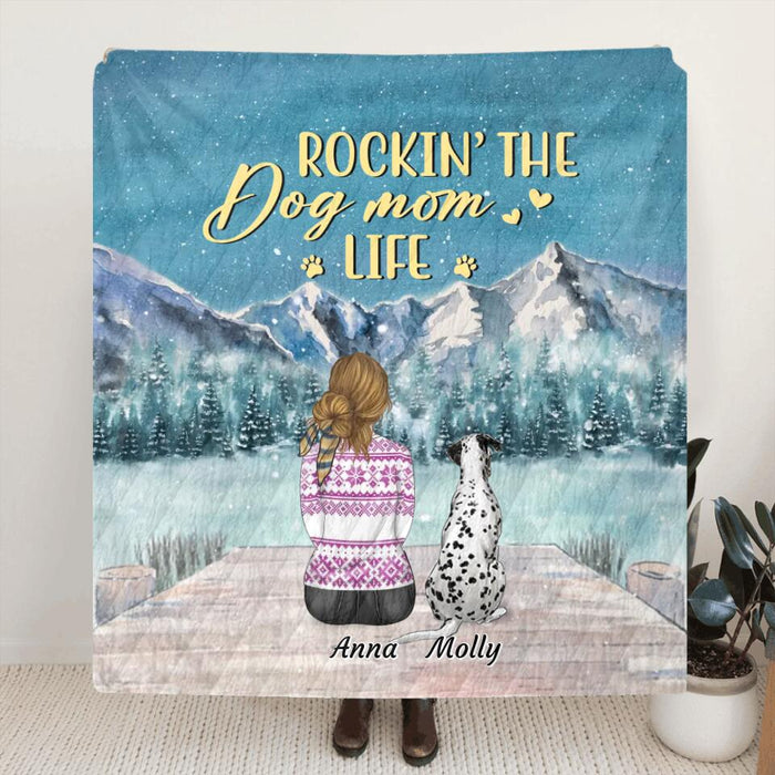 Custom Personalized Dog Mom/ Dog Dad Fleece/Quilt Blanket - Gift Idea For Dog Lovers - Rockin' The Dog Mom Life