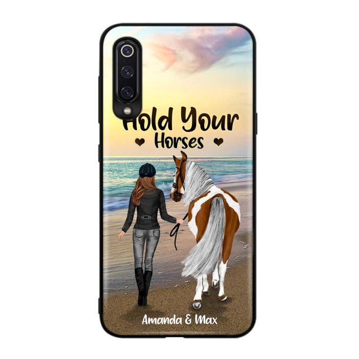 Personalized Horse Girl Phone Case - Girl with up to 2 Horses - Four Feet Move My Soul - QX6ZS1