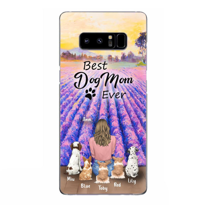 Custom Personalized Dog Mom With Flowers Background Phone Case - Gifts For Dog Lovers With 5 Dogs - You Had Me At Woof - Case For iPhone and Samsung - L4E2ZU