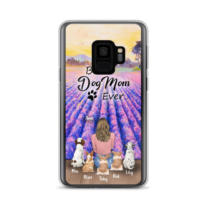 Custom Personalized Dog Mom With Flowers Background Phone Case - Gifts For Dog Lovers With 5 Dogs - You Had Me At Woof - Case For iPhone and Samsung - L4E2ZU