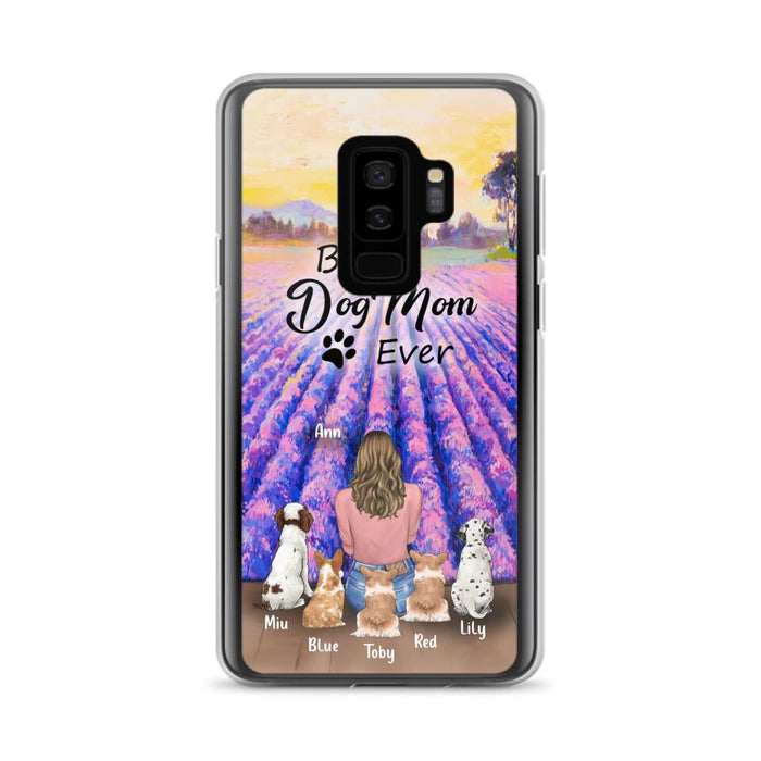 Custom Personalized Dog Mom With Flowers Background Phone Case - Gifts For Dog Lovers With 5 Dogs - You Had Me At Woof - Case For iPhone and Samsung - L4E2ZU