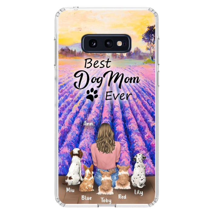 Custom Personalized Dog Mom With Flowers Background Phone Case - Gifts For Dog Lovers With 5 Dogs - You Had Me At Woof - Case For iPhone and Samsung - L4E2ZU