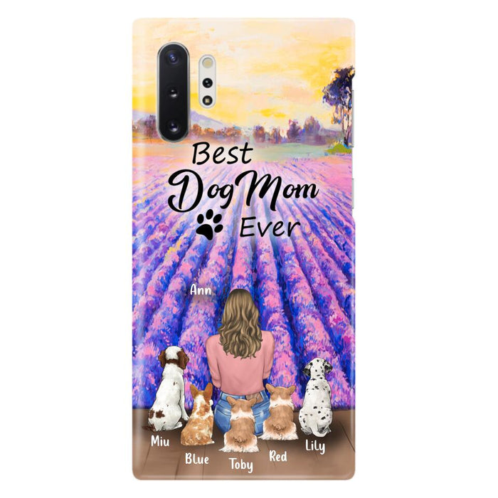 Custom Personalized Dog Mom With Flowers Background Phone Case - Gifts For Dog Lovers With 5 Dogs - You Had Me At Woof - Case For iPhone and Samsung - L4E2ZU