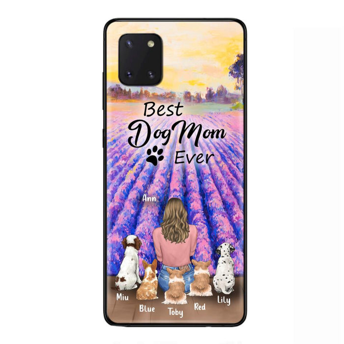 Custom Personalized Dog Mom With Flowers Background Phone Case - Gifts For Dog Lovers With 5 Dogs - You Had Me At Woof - Case For iPhone and Samsung - L4E2ZU