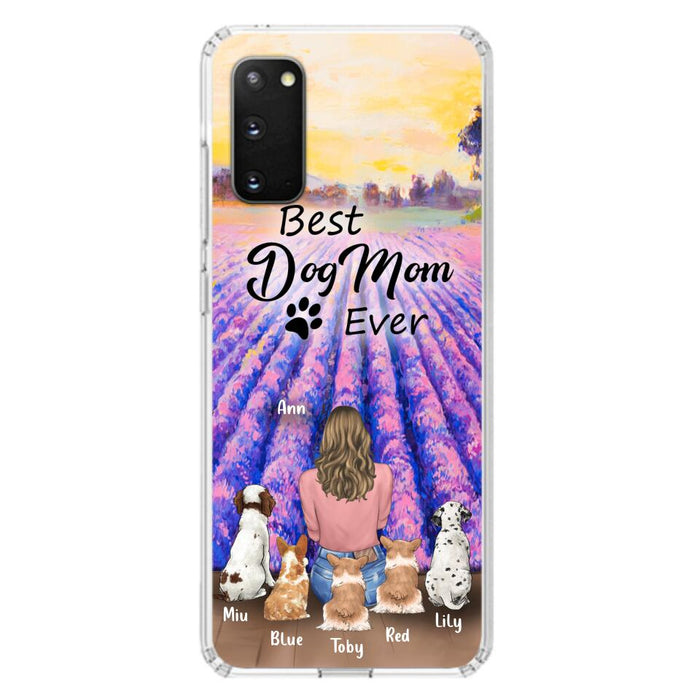 Custom Personalized Dog Mom With Flowers Background Phone Case - Gifts For Dog Lovers With 5 Dogs - You Had Me At Woof - Case For iPhone and Samsung - L4E2ZU