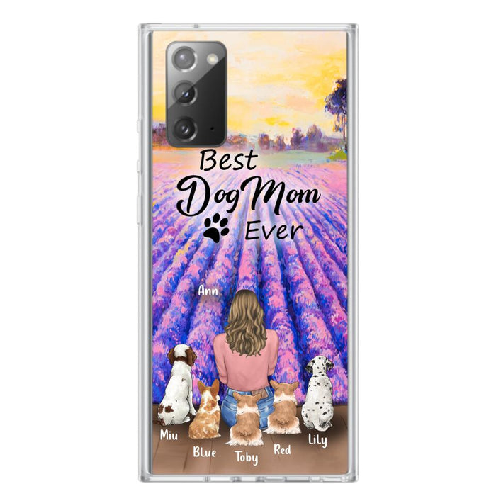 Custom Personalized Dog Mom With Flowers Background Phone Case - Gifts For Dog Lovers With 5 Dogs - You Had Me At Woof - Case For iPhone and Samsung - L4E2ZU