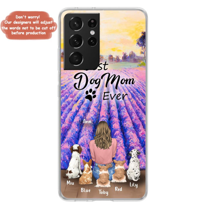 Custom Personalized Dog Mom With Flowers Background Phone Case - Gifts For Dog Lovers With 5 Dogs - You Had Me At Woof - Case For iPhone and Samsung - L4E2ZU