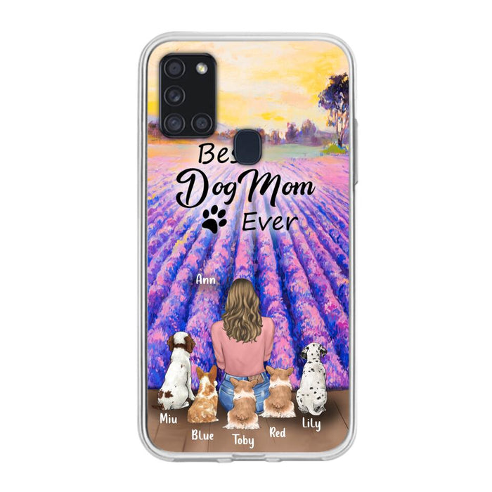 Custom Personalized Dog Mom With Flowers Background Phone Case - Gifts For Dog Lovers With 5 Dogs - You Had Me At Woof - Case For iPhone and Samsung - L4E2ZU