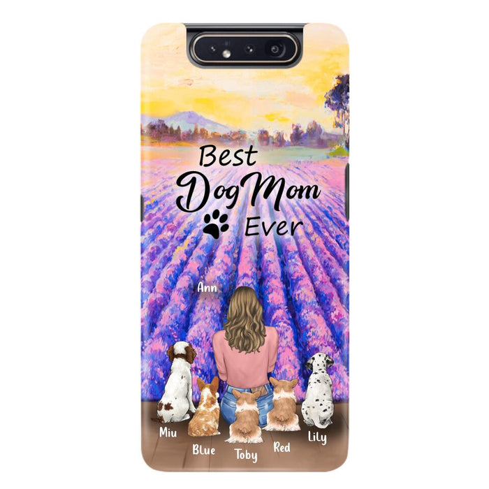 Custom Personalized Dog Mom With Flowers Background Phone Case - Gifts For Dog Lovers With 5 Dogs - You Had Me At Woof - Case For iPhone and Samsung - L4E2ZU