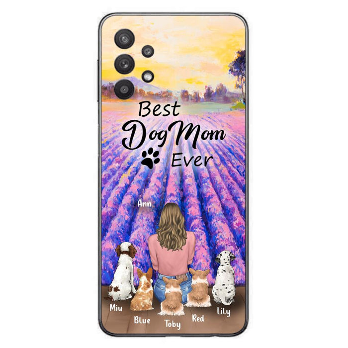 Custom Personalized Dog Mom With Flowers Background Phone Case - Gifts For Dog Lovers With 5 Dogs - You Had Me At Woof - Case For iPhone and Samsung - L4E2ZU