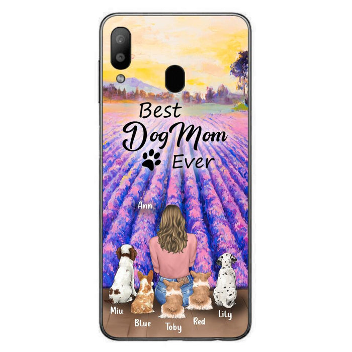 Custom Personalized Dog Mom With Flowers Background Phone Case - Gifts For Dog Lovers With 5 Dogs - You Had Me At Woof - Case For iPhone and Samsung - L4E2ZU