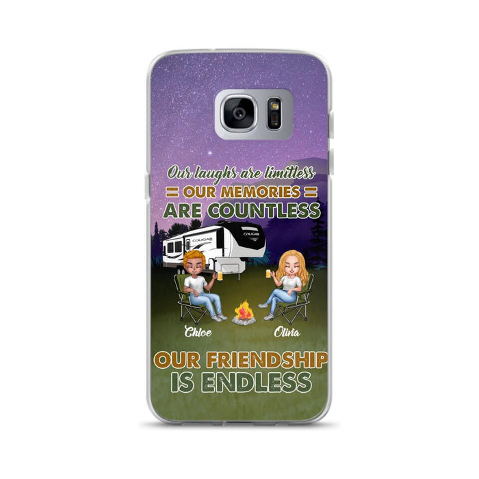 Custom Personalized Camping Friends Phone Case - Upto 4 People - Gift Idea For Friends/ Camping Lover - Life Is Better When You're Camping With Friends - Case For iPhone/Samsung