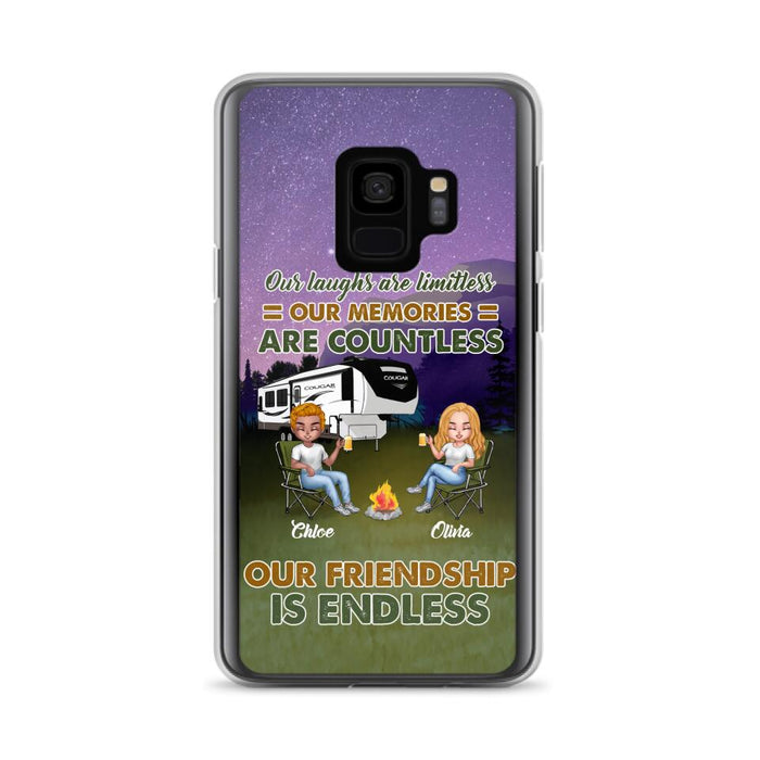 Custom Personalized Camping Friends Phone Case - Upto 4 People - Gift Idea For Friends/ Camping Lover - Life Is Better When You're Camping With Friends - Case For iPhone/Samsung