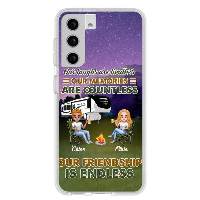 Custom Personalized Camping Friends Phone Case - Upto 4 People - Gift Idea For Friends/ Camping Lover - Life Is Better When You're Camping With Friends - Case For iPhone/Samsung