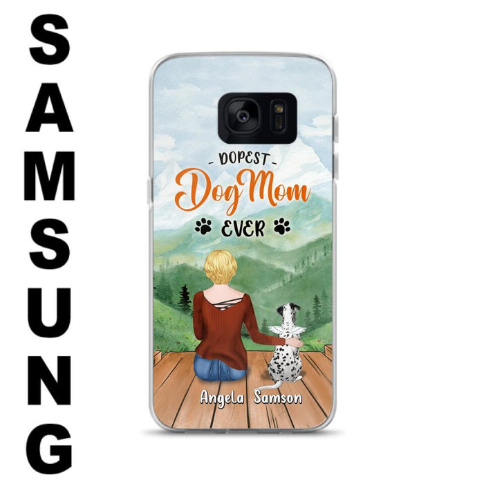 Custom Personalized Dog Mom Phone Case - Upto 5 Dogs - Gift Idea For Dog Lovers  - Dopest Dog Mom Ever - Case For iPhone/Samsung