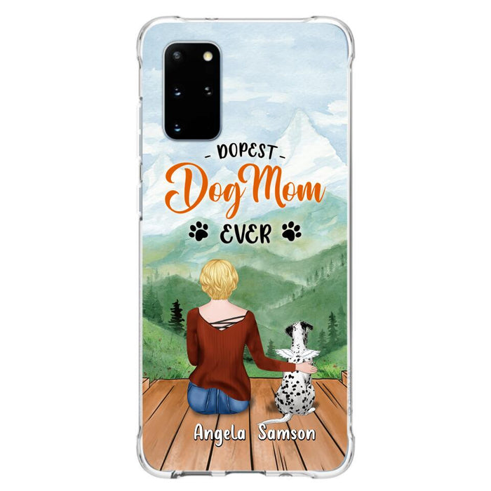 Custom Personalized Dog Mom Phone Case - Upto 5 Dogs - Gift Idea For Dog Lovers  - Dopest Dog Mom Ever - Case For iPhone/Samsung