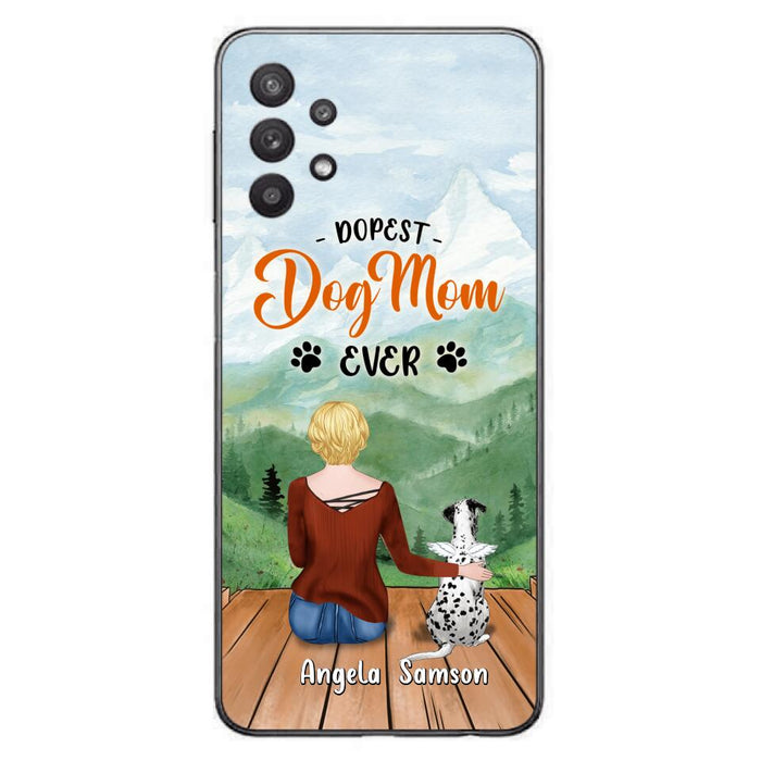 Custom Personalized Dog Mom Phone Case - Upto 5 Dogs - Gift Idea For Dog Lovers  - Dopest Dog Mom Ever - Case For iPhone/Samsung