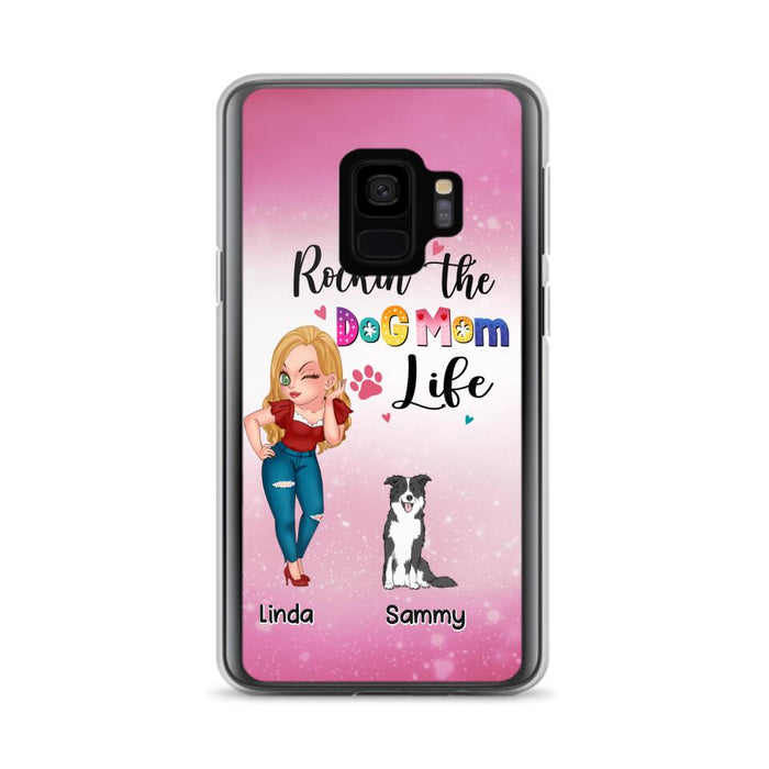 Custom Personalized Dog Mom Phone Case - Upto 6 Dogs - Gift Idea For Dog Lover - Rockin' The The Dog Mom Life - Case for iPhone/Samsung