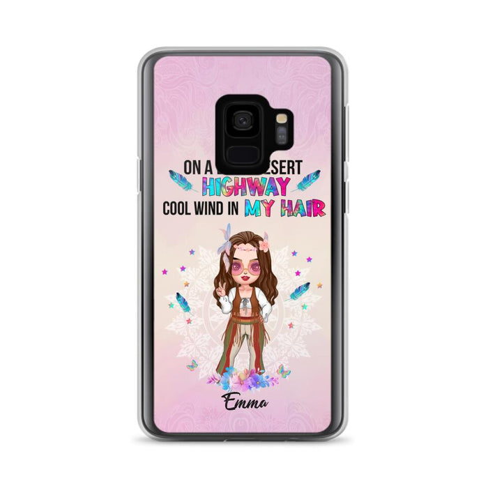 Custom Personalized Hippie Phone Case - Best Gift For Hippies - On A Dark Desert Highway Cool Wind In My Hair - Case For iPhone/Samsung