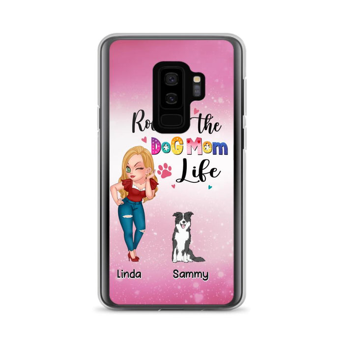 Custom Personalized Dog Mom Phone Case - Upto 6 Dogs - Gift Idea For Dog Lover - Rockin' The The Dog Mom Life - Case for iPhone/Samsung