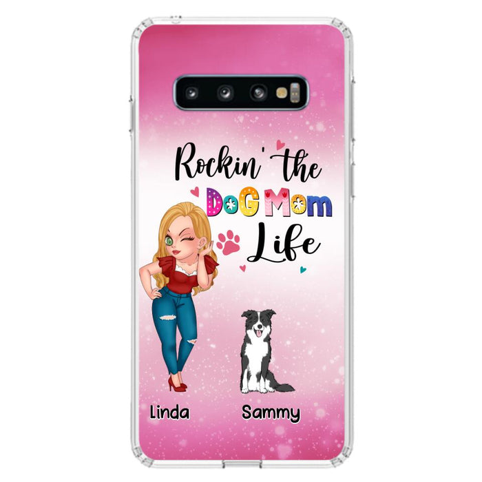 Custom Personalized Dog Mom Phone Case - Upto 6 Dogs - Gift Idea For Dog Lover - Rockin' The The Dog Mom Life - Case for iPhone/Samsung