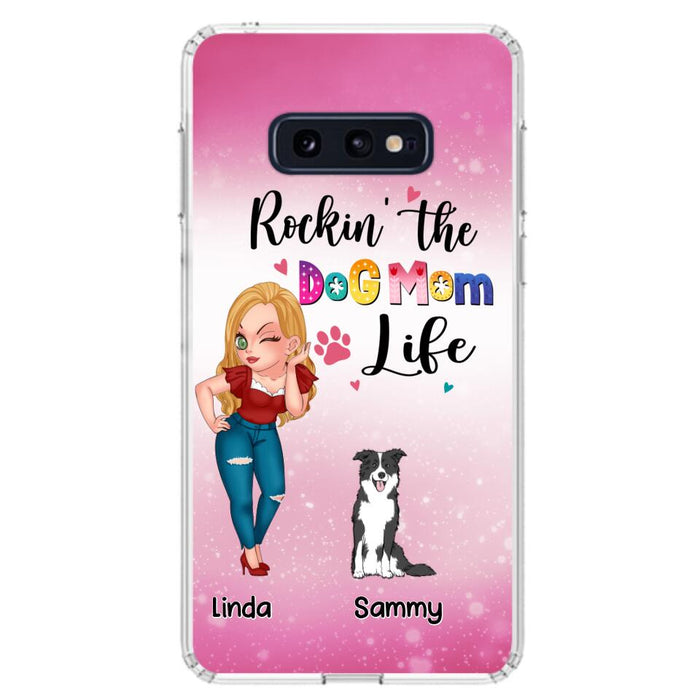 Custom Personalized Dog Mom Phone Case - Upto 6 Dogs - Gift Idea For Dog Lover - Rockin' The The Dog Mom Life - Case for iPhone/Samsung