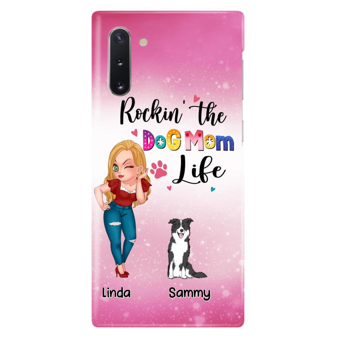 Custom Personalized Dog Mom Phone Case - Upto 6 Dogs - Gift Idea For Dog Lover - Rockin' The The Dog Mom Life - Case for iPhone/Samsung