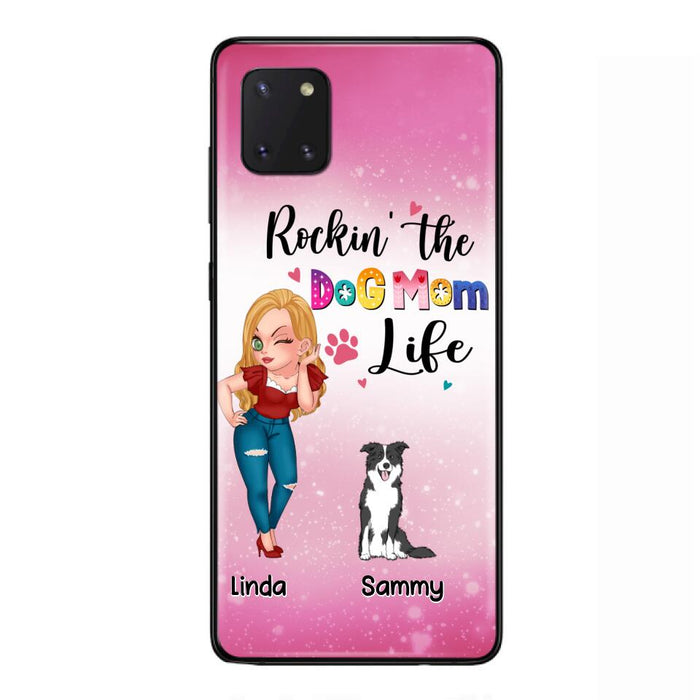 Custom Personalized Dog Mom Phone Case - Upto 6 Dogs - Gift Idea For Dog Lover - Rockin' The The Dog Mom Life - Case for iPhone/Samsung